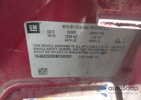 2011 Buick Lacrosse Cxl z USA, uszkodzony, nr VIN 1G4GC5EDXBF206808